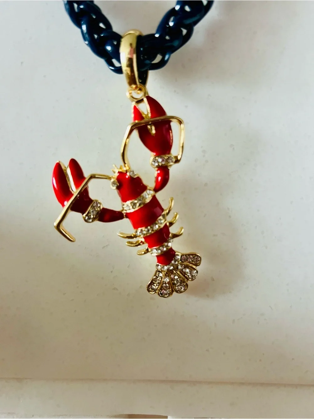 NWT True to Form Lobster Charm Statement Necklace Nautical Coastal